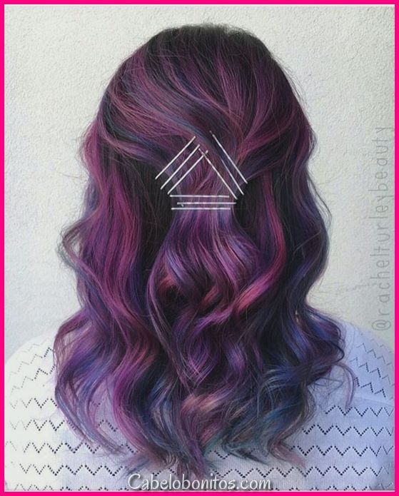 43 cabelo roxo escuro surpreendente, Balayage / Ombre / violeta