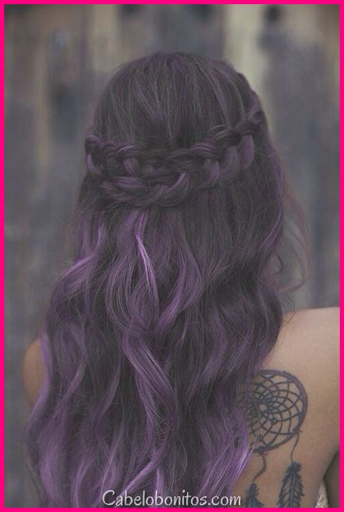 43 cabelo roxo escuro surpreendente, Balayage / Ombre / violeta