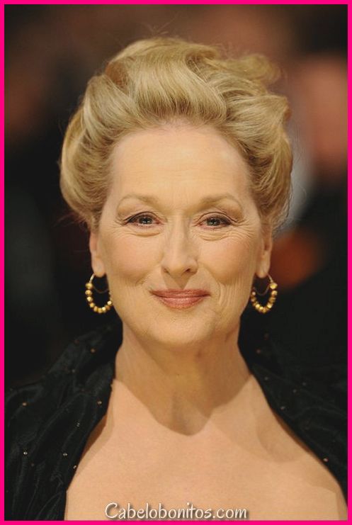 Penteados Meryl Streep: melhor para as mulheres mais velhas com cabelo fino