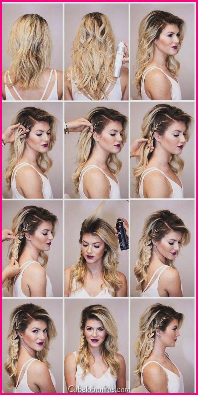 Penteados de sarau simples para longos cabelos tutoriais passo a passo 2018  - cabelobonitos.com