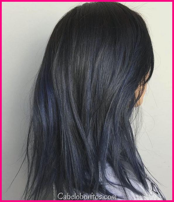 87 grandes idéias de cabelo preto azul para você