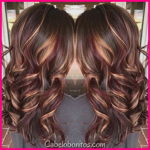 30 idéias de cores de cabelo Balayage com Brown, loira e vermelho destaca