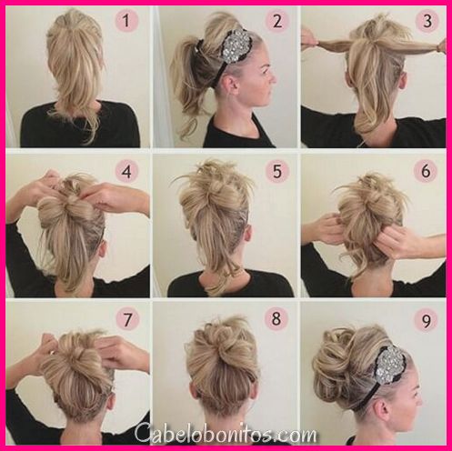 60 DIY Updos fáceis para cabelos médios